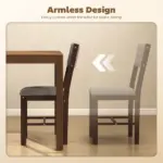 Modern Dining Chairs Set of 4, Linen Fabric Kitchen Chairs with Rubberwood Legs for Dining Room, Living Room, Gray - Image 6