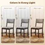 Modern Dining Chairs Set of 4, Linen Fabric Kitchen Chairs with Rubberwood Legs for Dining Room, Living Room, Gray - Image 7