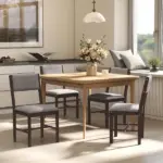 Modern Dining Chairs Set of 4, Linen Fabric Kitchen Chairs with Rubberwood Legs for Dining Room, Living Room, Gray - Image 8