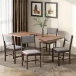 Modern Dining Chairs Set of 4, Linen Fabric Kitchen Chairs with Rubberwood Legs for Dining Room, Living Room, Gray - Image 10