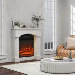 HOMCOM Modern Fireplace Mantel, Freestanding Fireplace Surround for Electric Fireplaces, 43.3 Inch W x 42.8 Inch H, White - Image 6