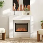 Modern Fireplace Mantel, Freestanding Fireplace Surround with Leg for Electric Fireplaces, 44.7" W x 40" H, White - Image 2