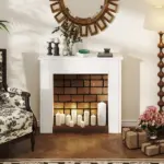 Modern Fireplace Mantel, Freestanding Fireplace Surround with Leg for Electric Fireplaces, 44.7" W x 40" H, White - Image 6