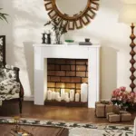 Modern Fireplace Mantel, Freestanding Fireplace Surround with Leg for Electric Fireplaces, 44.7" W x 40" H, White - Image 8