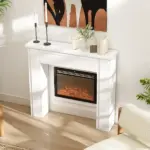 Modern Fireplace Mantel, Freestanding Fireplace Surround with Leg for Electric Fireplaces, 44.7" W x 40" H, White - Image 9