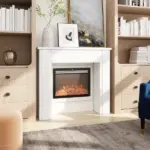 Modern Fireplace Mantel, Freestanding Fireplace Surround with Leg for Electric Fireplaces, 44.7" W x 40" H, White - Image 10