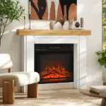 HOMCOM Modern Fireplace Mantel, Freestanding Fireplace Surround with Leg for Electric Fireplaces, 51.2 Inch W x 40.6 Inch H, Natural Wood - Image 2