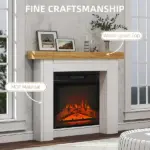 HOMCOM Modern Fireplace Mantel, Freestanding Fireplace Surround with Leg for Electric Fireplaces, 51.2 Inch W x 40.6 Inch H, Natural Wood - Image 5