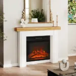 HOMCOM Modern Fireplace Mantel, Freestanding Fireplace Surround with Leg for Electric Fireplaces, 51.2 Inch W x 40.6 Inch H, Natural Wood - Image 7