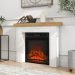 HOMCOM Modern Fireplace Mantel, Freestanding Fireplace Surround with Leg for Electric Fireplaces, 51.2 Inch W x 40.6 Inch H, Natural Wood - Image 10