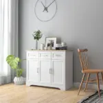 Modern Kitchen Sideboard Buffet Cabinet White Storage Island Dining Room Living Room Furniture - Image 10
