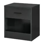 HOMCOM Modern Nightstand, Accent End Table with Drawer and Storage Shelf, Sofa Side Table for Living Room or Bedroom, Black Wood Grain - Image 11