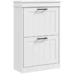HOMCOM Modern Shoe Storage Cabinet, 2 Flip Drawers, Narrow Organizer for 10 Pairs, Entryway, Hallway, White - Image 11