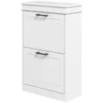 HOMCOM Modern Shoe Storage Cabinet, 2 Flip Drawers, Narrow Organizer for 10 Pairs, Entryway, Hallway, White