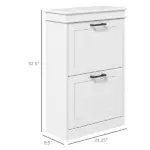 HOMCOM Modern Shoe Storage Cabinet, 2 Flip Drawers, Narrow Organizer for 10 Pairs, Entryway, Hallway, White - Image 3