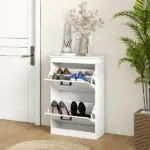 HOMCOM Modern Shoe Storage Cabinet, 2 Flip Drawers, Narrow Organizer for 10 Pairs, Entryway, Hallway, White - Image 9