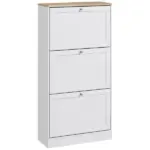 HOMCOM Modern Shoe Storage Cabinet, 3 Flip Drawers, Adjustable Shelves, for 18 Pairs, White - Image 11