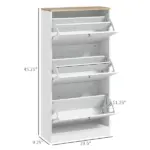 HOMCOM Modern Shoe Storage Cabinet, 3 Flip Drawers, Adjustable Shelves, for 18 Pairs, White - Image 3