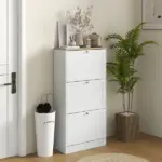 HOMCOM Modern Shoe Storage Cabinet, 3 Flip Drawers, Adjustable Shelves, for 18 Pairs, White - Image 10