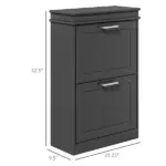 HOMCOM Modern Shoe Storage Cabinet with 2 Flip Drawers for 10 Pairs, Narrow Shoe Organizer for Entryway, Hallway, Black - Image 3