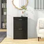 HOMCOM Modern Shoe Storage Cabinet with 2 Flip Drawers for 10 Pairs, Narrow Shoe Organizer for Entryway, Hallway, Black - Image 8
