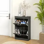 HOMCOM Modern Shoe Storage Cabinet with 2 Flip Drawers for 10 Pairs, Narrow Shoe Organizer for Entryway, Hallway, Black - Image 9