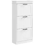 HOMCOM Modern Shoe Storage Cabinet with 3 Flip Drawers for 15 Pairs, Narrow Shoe Organizer for Entryway, Hallway, White - Image 11