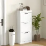 HOMCOM Modern Shoe Storage Cabinet with 3 Flip Drawers for 15 Pairs, Narrow Shoe Organizer for Entryway, Hallway, White - Image 10