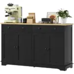Modern Sideboard, Accent Kitchen Buffet Cabinet with Storage Drawers and Adjustable Shelves, for Dining, Entryway, Black