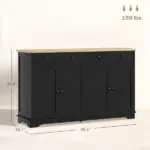 Modern Sideboard, Accent Kitchen Buffet Cabinet with Storage Drawers and Adjustable Shelves, for Dining, Entryway, Black - Image 3