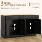 Modern Sideboard, Accent Kitchen Buffet Cabinet with Storage Drawers and Adjustable Shelves, for Dining, Entryway, Black - Image 5