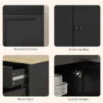 Modern Sideboard, Accent Kitchen Buffet Cabinet with Storage Drawers and Adjustable Shelves, for Dining, Entryway, Black - Image 8