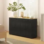 Modern Sideboard, Accent Kitchen Buffet Cabinet with Storage Drawers and Adjustable Shelves, for Dining, Entryway, Black - Image 9