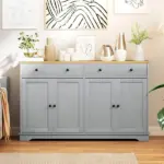 HOMCOM Modern Sideboard, Buffet Cabinet with Storage Drawers, Adjustable Shelves for Living Room, Dining Room, Entryway, Gray - Image 2