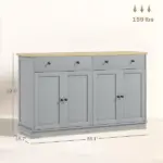 HOMCOM Modern Sideboard, Buffet Cabinet with Storage Drawers, Adjustable Shelves for Living Room, Dining Room, Entryway, Gray - Image 3