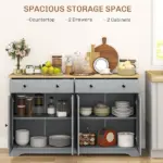 HOMCOM Modern Sideboard, Buffet Cabinet with Storage Drawers, Adjustable Shelves for Living Room, Dining Room, Entryway, Gray - Image 4