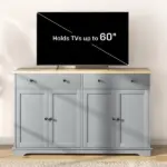 HOMCOM Modern Sideboard, Buffet Cabinet with Storage Drawers, Adjustable Shelves for Living Room, Dining Room, Entryway, Gray - Image 6