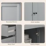 HOMCOM Modern Sideboard, Buffet Cabinet with Storage Drawers, Adjustable Shelves for Living Room, Dining Room, Entryway, Gray - Image 8