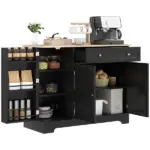 HOMCOM Modern Sideboard Cabinet, 41" Kitchen Buffet Cabinet with Drawer, Adjustable Shelf, 3 Doors for Dining Room, Black - Image 11