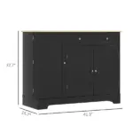 HOMCOM Modern Sideboard Cabinet, 41" Kitchen Buffet Cabinet with Drawer, Adjustable Shelf, 3 Doors for Dining Room, Black - Image 3