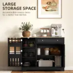 HOMCOM Modern Sideboard Cabinet, 41" Kitchen Buffet Cabinet with Drawer, Adjustable Shelf, 3 Doors for Dining Room, Black - Image 4