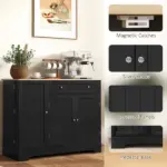 HOMCOM Modern Sideboard Cabinet, 41" Kitchen Buffet Cabinet with Drawer, Adjustable Shelf, 3 Doors for Dining Room, Black - Image 7
