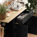 HOMCOM Modern Sideboard Cabinet, 41" Kitchen Buffet Cabinet with Drawer, Adjustable Shelf, 3 Doors for Dining Room, Black - Image 9