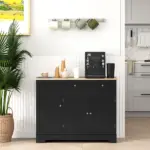 HOMCOM Modern Sideboard Cabinet, 41" Kitchen Buffet Cabinet with Drawer, Adjustable Shelf, 3 Doors for Dining Room, Black - Image 10