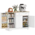 Modern Sideboard Cabinet, 41" Kitchen Buffet Cabinet with Drawer, Adjustable Shelf, 3 Doors for Dining Room, White - Image 11