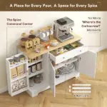 Modern Sideboard Cabinet, 41" Kitchen Buffet Cabinet with Drawer, Adjustable Shelf, 3 Doors for Dining Room, White - Image 4