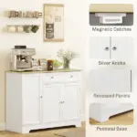 Modern Sideboard Cabinet, 41" Kitchen Buffet Cabinet with Drawer, Adjustable Shelf, 3 Doors for Dining Room, White - Image 7
