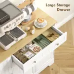 Modern Sideboard Cabinet, 41" Kitchen Buffet Cabinet with Drawer, Adjustable Shelf, 3 Doors for Dining Room, White - Image 9