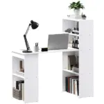 Modern Small Computer Desk with 6-Tier Storage Shelves Combo, Multipurpose Industrial Wood Desk Workstation for Home Office, White - Image 11