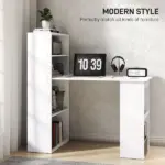 Modern Small Computer Desk with 6-Tier Storage Shelves Combo, Multipurpose Industrial Wood Desk Workstation for Home Office, White - Image 4